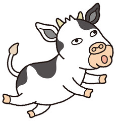 跳ねる牛