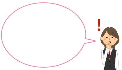 驚く制服姿の女性　ふきだし