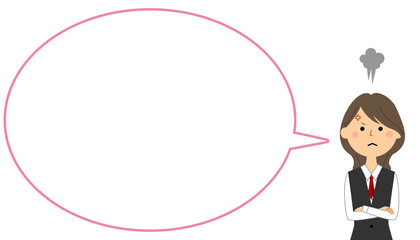 怒っている制服姿の女性　ふきだし