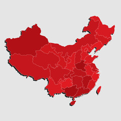 Vector map China divided on regions, Asia country