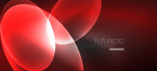 Neon ellipses abstract backgrounds. Shiny bright round shapes glowing in the dark. Vector futuristic illustrations for covers, banners, flyers and posters and other