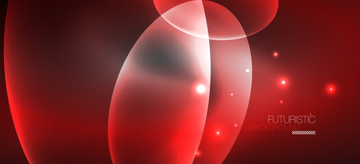 Neon ellipses abstract backgrounds. Shiny bright round shapes glowing in the dark. Vector futuristic illustrations for covers, banners, flyers and posters and other