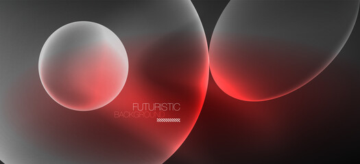 Neon ellipses abstract backgrounds. Shiny bright round shapes glowing in the dark. Vector futuristic illustrations for covers, banners, flyers and posters and other