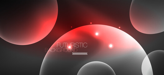 Neon ellipses abstract backgrounds. Shiny bright round shapes glowing in the dark. Vector futuristic illustrations for covers, banners, flyers and posters and other