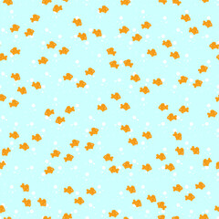 Goldfish seamless pattern. Vector background with fishes in the aquarium.