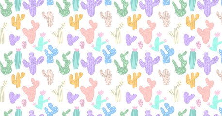 colorful cactus seamless pattern background