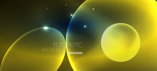 Neon ellipses abstract backgrounds. Shiny bright round shapes glowing in the dark. Vector futuristic illustrations for covers, banners, flyers and posters and other