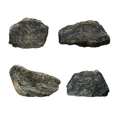 Set of big stones for garden decoration isolated on a white background. limestone rock.