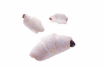 powdered cookies with jam isolated on white background