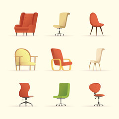 bundle of chairs forniture house set icons