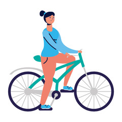 young woman ride bike practicing activity character