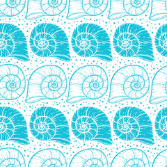 Beautiful Line Art Seashells Seamless Surface Pattern Design

