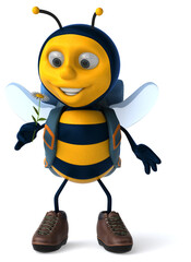 Fun backpacker bee - 3D Illustration
