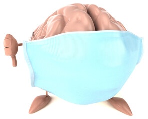 3D concept of a brain with a mask