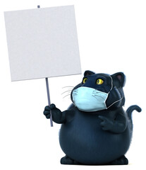 Fun 3D illustration of a cat with a mask