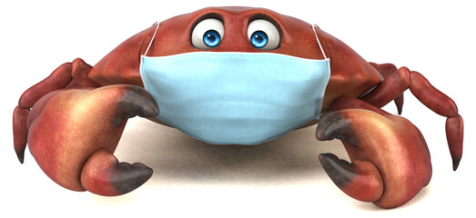 Fun 3D cartoon crab with a mask © Julien Tromeur