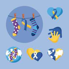 bundle of nine down syndrome set icons