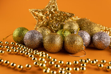 Christmas shiny balls and decorations with beads