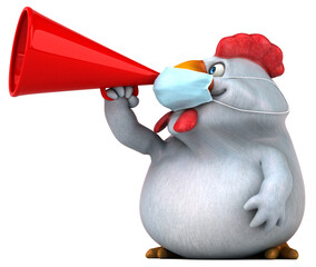 Fun 3D cartoon chicken with a mask