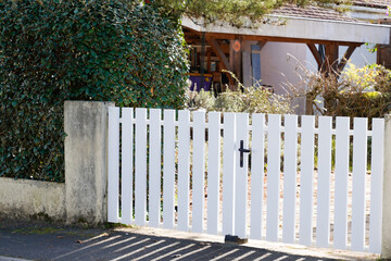 pvc plastic gate white on home street access house garden