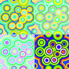 Four variants of abstract psychedelic background from circles
Geometric pattern multicolored bright saturated circles