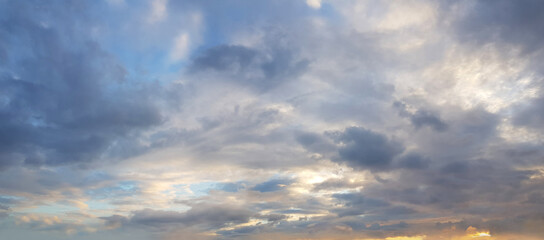 Clouds on sky. Blue sky with clouds and sun light