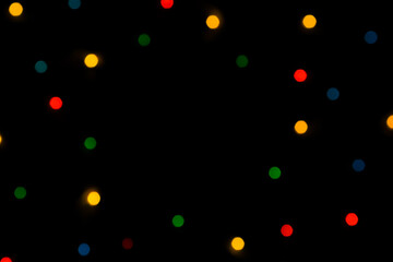 Multicolored curly bokeh and star-shaped blank space.