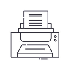 Printing device icon, linear isolated illustration, thin line vector, web design sign, outline concept symbol with editable stroke on white background.
