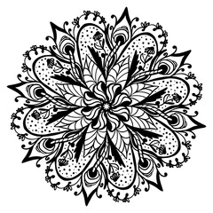 mandala, art, design, vector, flower, print, pattern, ethnic, folklore, ornament, boho, black and white, coloring, for adults, vintage drawing, decorative element, indian, arabic, illustration, circle