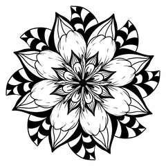 mandala, art, design, vector, flower, print, pattern, ethnic, folklore, ornament, boho, black and white, coloring, for adults, vintage drawing, decorative element, indian, arabic, illustration, circle