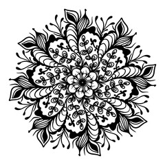 mandala, art, design, vector, flower, print, pattern, ethnic, folklore, ornament, boho, black and white, coloring, for adults, vintage drawing, decorative element, indian, arabic, illustration, circle