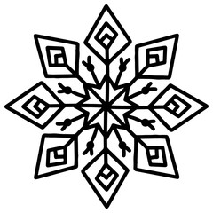 snowflake black on white background, isolated, vector, illustration, tattoo, laser cut, traditional holiday pattern, winter ornament