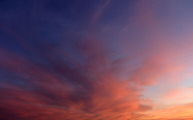Fototapeta na wymiar Beautiful and warm colored sunset sky.