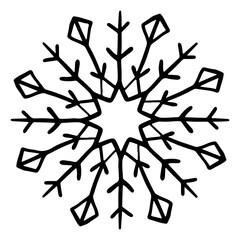 snowflake black on white background, isolated, vector, illustration, tattoo, laser cut, traditional holiday pattern, winter ornament