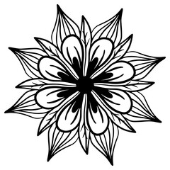 Mandala, Indian vintage ornament, pendant, logo, tattoo, vector illustration, drawing, decorative element, graphics, black and white stamp, relaxation