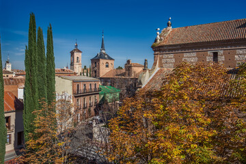 View of Alcal&aacute; de Henares. In the center tower of Colegio de M&aacute;laga, currently building of the University of Alcal&aacute;, and tower of Santa Maria.