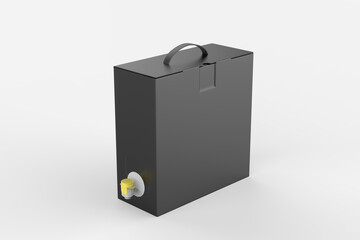 Blank Matte Paper Box with Wine Tap For Branding. 3d render illustration.