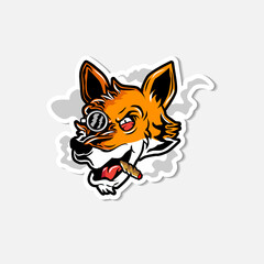 Fototapeta na wymiar Smoker foxy illustration. Cool fox head vector