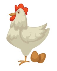 Hen and eggs farm chicken dairy product and poultry