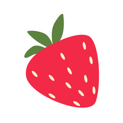 One red fresh vector strawberry on a white background. Strawberries can be used for textiles, wrapping paper, invitations, and children's underwear.