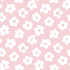 Pink Floral Brush strokes Seamless Pattern Background