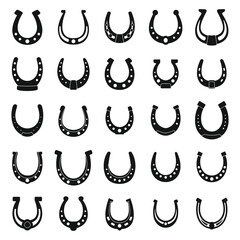 Horseshoes black simple icons set.