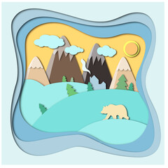 Papercut winter landscape