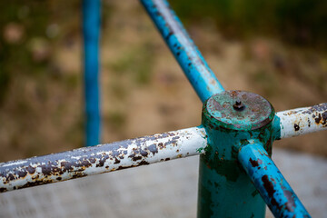 Closeup of the carousel in the park. Naturally soft light, cloudy day.