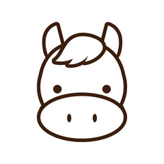 cute little horse kawaii animal line style