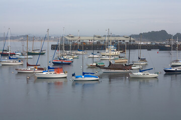 Fototapeta premium Inner harbor at Monterey Bay with wharf #1 in the background