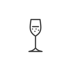 Champagne glass line icon. linear style sign for mobile concept and web design. Glass of wine outline vector icon. Symbol, logo illustration. Vector graphics