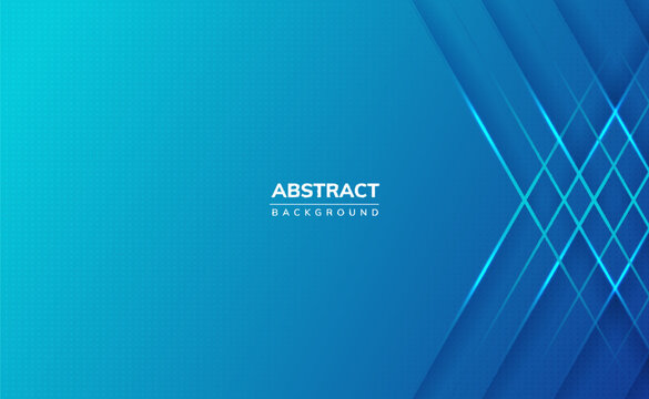 Modern blue 3d shiny abstract background with glowing edges and shadows