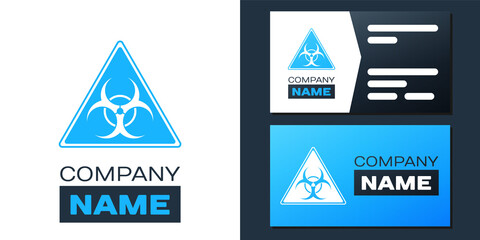 Logotype Triangle sign with Biohazard symbol icon isolated on white background. Logo design template element. Vector.
