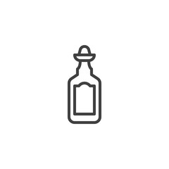 Tequila bottle line icon. linear style sign for mobile concept and web design. Bottle of tequila with cap outline vector icon. Symbol, logo illustration. Vector graphics